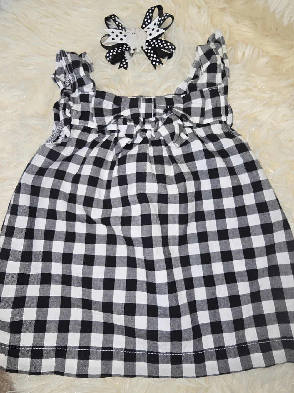 Carter's Black & White Gingham Dress with Polka Dot Bow